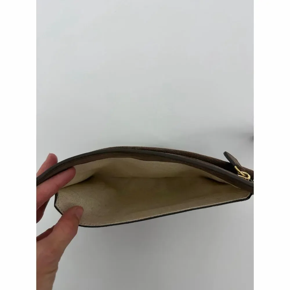 Miss Albright suede leather clutch brown western wallet